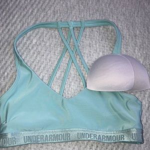 Baby blue underarmour sports bra. With padding!